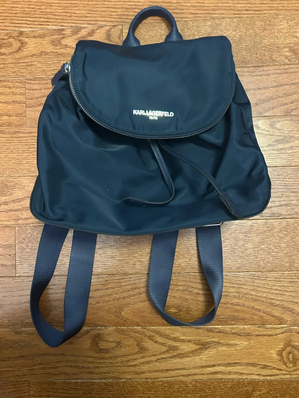 Karl Lagerfeld Navy Blue Backpack with Logo Accent